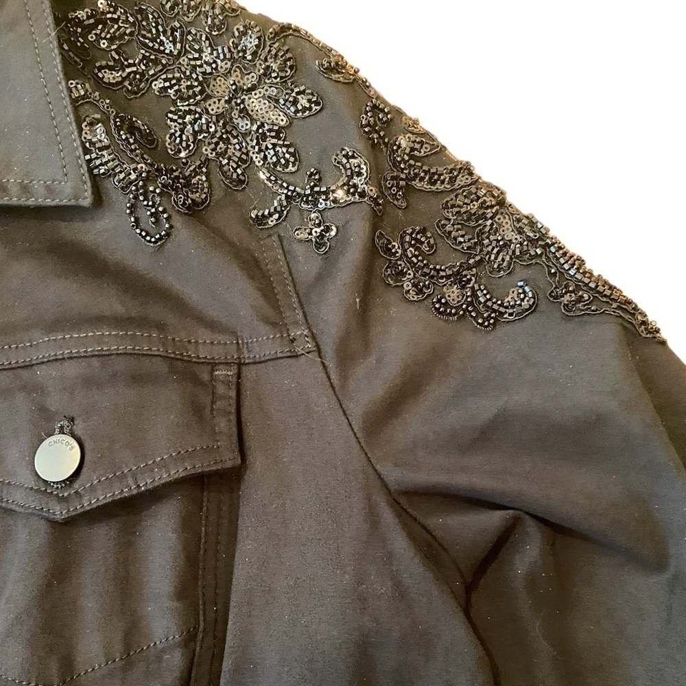 Chico’s Black Jacket with Sequins - Size 3 X-Large Size 16 - Picture 3 of 4